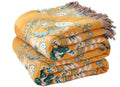 Yellow Floral Rustic Boho Blanket for Bed Couch Travel 60''x 80''