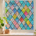 Sunbaby Stained Glass Winodw Film, Rainbow Lattice Stickers, 45"x314"