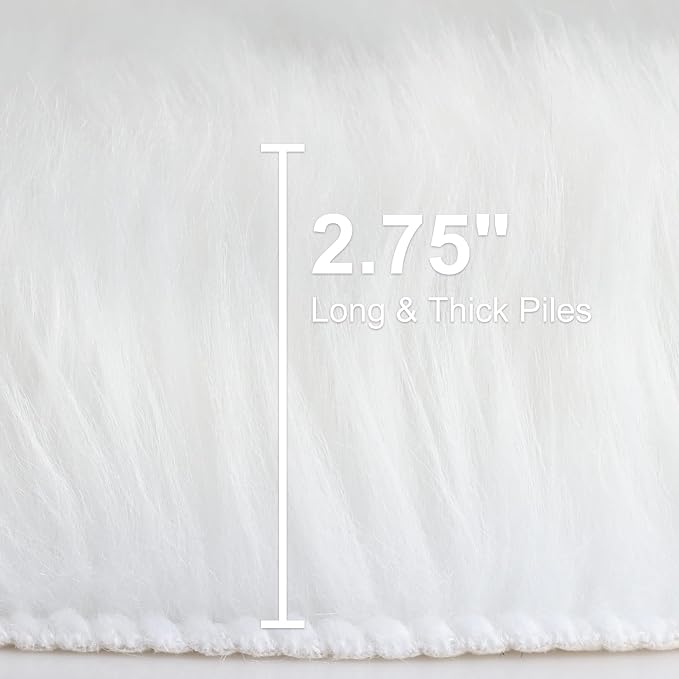 duduta White Faux Sheepskin Fur Rug 3x5 ft, Fluffy Carpet Rug | Shag Fuzzy - Image 2