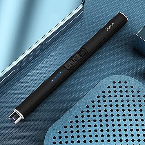 SUPRUS Electric Lighter Arc Windproof Flameless USB Rechargeable Lighter with Safety Lock for Candle BBQ Camping Gifts for Women Mom(Black)