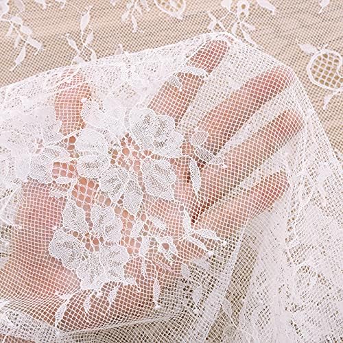 White Lace Tablecloth 60x120 Inch Rectangle Thanksgiving Table Cover Fabric