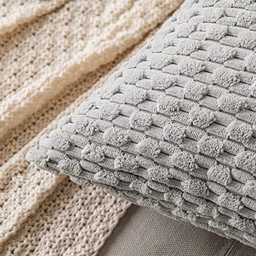 MIULEE Lumbar Decorative Throw Pillow Covers 12x20 Light Grey Corduroy
