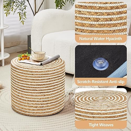 18'' Ottoman Pouf Natural Braided Poof Rustic Handweave Lounge Pouffe