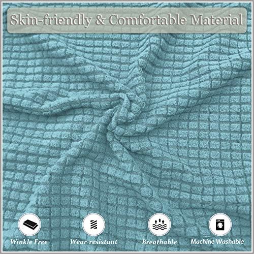 2 Piece Tub Chair Covers with Cushion Cover, Stretch Jacquard Furniture Cover,Armchair Protector Slipcover Removable Machine Washable (Sky Blue)