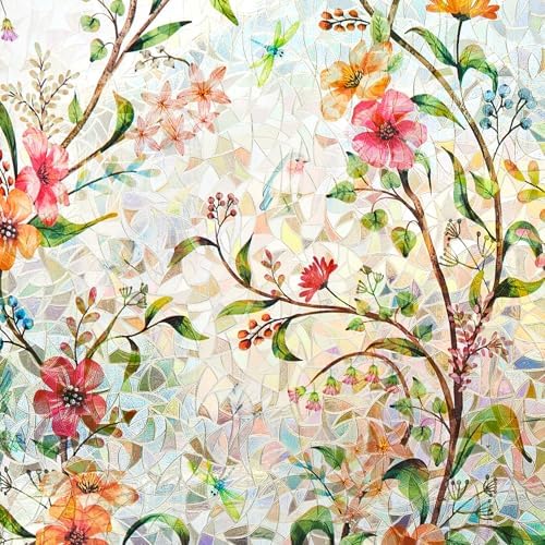 Ranzdn Window Privacy Film, Stained Glass Static Cling, 29.5" x 78.7"