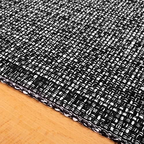 100% Cotton Table Runner for Dining Room Tables Rectangle Two Tone Woven Fabric 72" x 13" Soft Durable Table Runner, Black(Pack of 1)