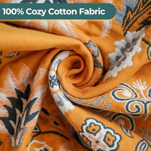 Yellow Floral Rustic Boho Blanket for Bed Couch Travel 60''x 80''