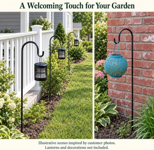 Ottsuls Bird Feeder Pole, 45 INCH Heavy Duty Shepherds Hooks for Outdoor with 5 Prong Base, Adjustable Stand Hanger for Garden Plant, Hummingbird Feeder, Lantern, Hanging Wedding Decor (2 Pack)