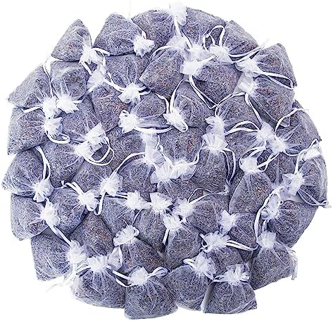 Lavande Sur Terre French Lavender Sachets for Drawers and Closets Fresh Scents, Set of 48, Home Fragrance Sachet for Closets and Drawers, White, LV-C-48-2