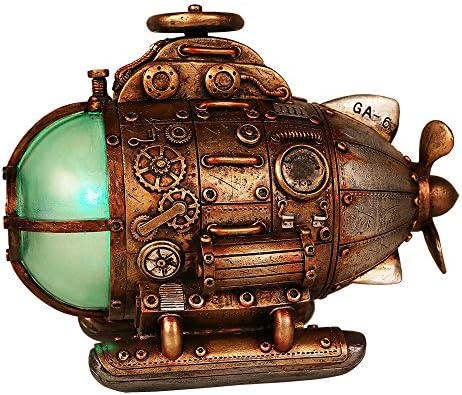 Pacific Giftware Steampunk Nautilus Explorer Submarine Collectible Sci Fi Fantasy Figurine with Color Changing LED Lights Battery Operated 7.75 Inches Long