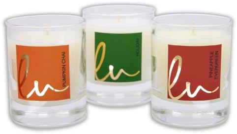 Lulu Candles Holiday, Pineapple Evergreen & Pumpkin Chai, 2.7 Oz Gift Set