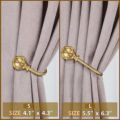 KAMANINA Decorative Curtain Drapery Holdbacks, Wall Mounted, 2 Pack Gold