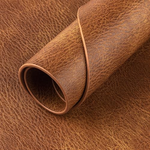 ADRIMER Fall Placemats Set of 8, Heat Resistant Faux Leather Turmeric Brown