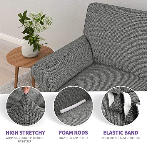 ZNSAYOTX Loveseat Covers High Stretchy Spandex Pet Friendly Sofa Slipcover 1 Piece Non Slip Couch Furniture Protection Covers (Black and White, Loveseat)