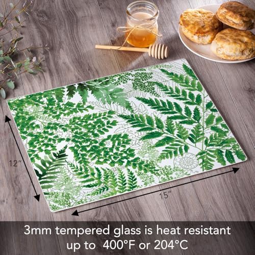 CounterArt Fernery 3mm Tempered Glass Cutting Board 12" x 15"