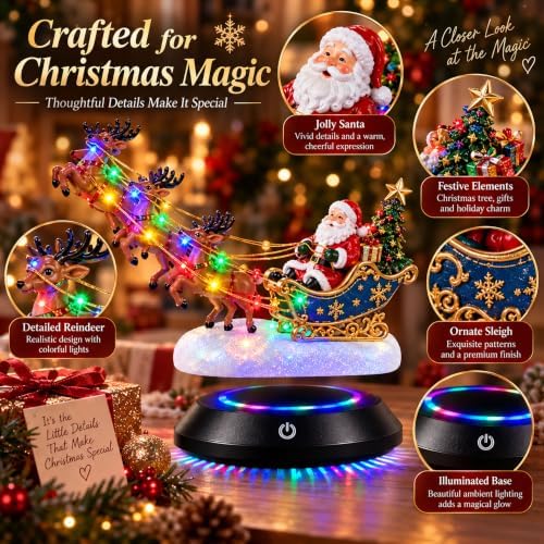Floating Santa Sleigh with Reindeer, Magnetic Levitation Christmas Decor