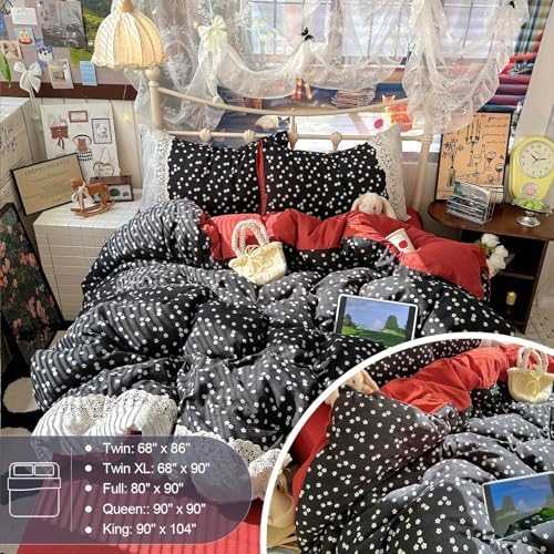 Twin Size Duvet Cover Set 3 Pcs,Vintage Navy Ruffled Bedding 68"×86"