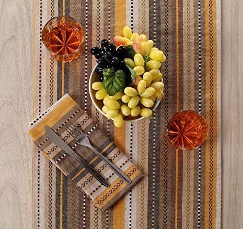Lightnpro Salsa Stripes Cloth Napkins Set of 12, 18x18 Inch, Beige Multi