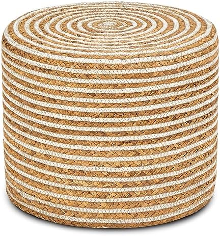18'' Ottoman Pouf Natural Braided Poof Rustic Handweave Lounge Pouffe
