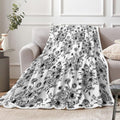 Floral Throw Blanket, Botanical Floral Blanket, Soft, Flannel, Warm, Boho Floral Bed Blanket All Season Flower Throw Blanket for Couch Bedroom Living Room, Black 60X70 Inch
