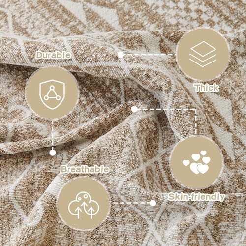 MEETSKY Boho Couch Cover Sofa Slipcover for Sectional Sofa Covers Protector Universal Use Chenille Blend Thick Fabric Washable, Modern Design Sofa Throw Cover for Living Room, 71" x 118", Khaki
