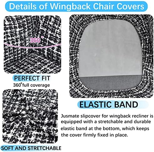 Wing Chair Slipcover, 2-Piece Printed Wingback Chair Cover