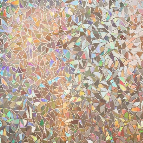 rabbitgoo Rainbow Window Privacy Film, Stained Cling, Brown, 35.4" x 118.1"
