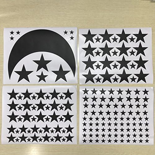 Moon and Stars Wall Decal Vinyl Sticker for Kids Boy Girls Baby Room Decoration Good Night Nursery Wall Decor Home House Bedroom Design YMX16 (Black)