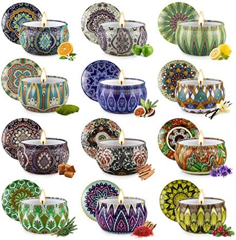 Scented Candles Gift Set, 12 Pack Travel Tin Candle Set, Gifts for Women