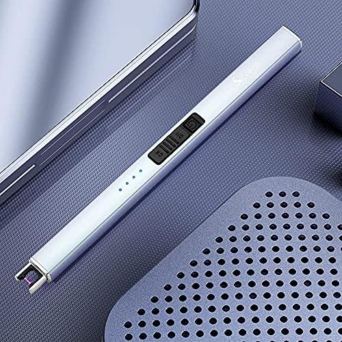 SUPRUS Electric Lighter Arc Windproof Flameless USB Rechargeable Lighter with Safety Lock for Candle BBQ Camping (Blue)