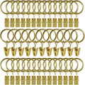 44 Pack Metal Curtain Rings with Clips, 1 in ID, Gold