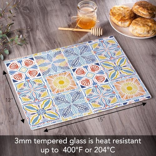 CounterArt Suncoast Tile Pattern 3mm Tempered Glass Cutting Board