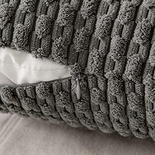 MIULEE Decorative Throw Pillow Covers 18x18 Dark Grey Textured Corduroy