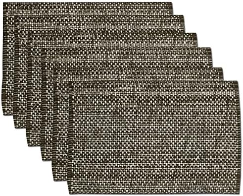 Sweet Home Collection 100% Cotton Placemats for Dining Room Rectangle Two Tone Woven Fabric 13" x 19" Soft Durable Table Mat Set, Set of 6, Chocolate