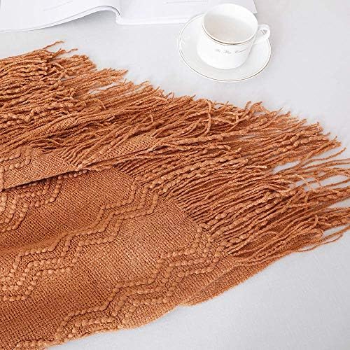 BOURINA Almond Throw Blanket 60x80 Inch Boho Knit Soft Throw Sofa Blanket
