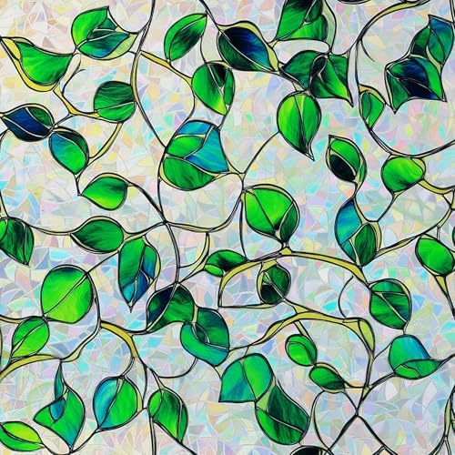 SOMWISE Rainbow Stained Glass Window Privacy Film,Heat Blocking Save Energy