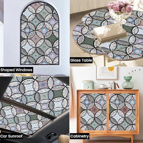 DKTIE Static Cling Decorative Window Film Easy to Install 35.4" x 78.7"