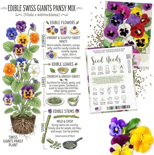 Seed Needs Edible Flower Seeds Variety Pack of 7 Wildflowers for Garnishing