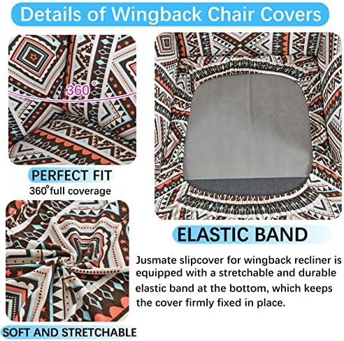 Wing Chair Slipcover, 2-Piece Printed Wingback Chair Cover