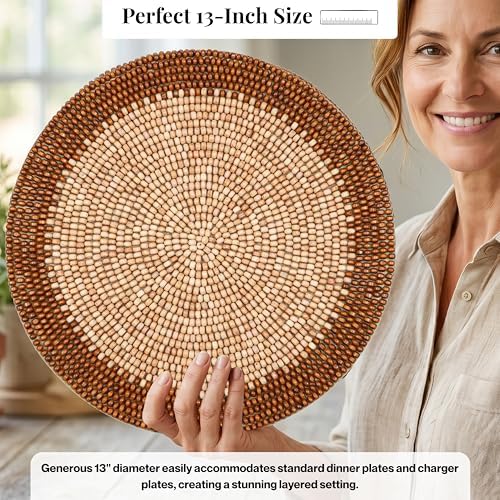 ALPHA Living HOME Woven Placemats Set of 2 Dark Brown Light Brown Mats