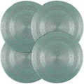 ALPHA Living HOME Beaded Placemats 13 Inch Aqua Round Glass Table Mats