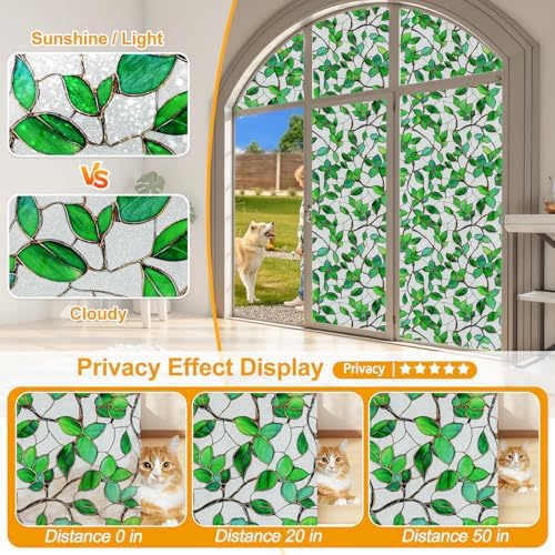 Frosted Privacy Window Film Static Cling Decorative Glass Film45.2x78.7in