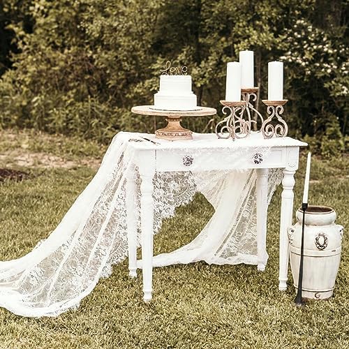 LuoluoHouse Lace Tablecloth White Wedding Tablecloths 60x120 Inch Vintage