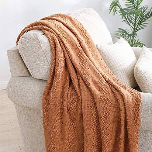 BOURINA Almond Throw Blanket 50x60Inch Boho Knitted Soft Throw Sofa Blanket