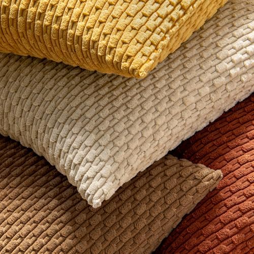 MIULEE Fall Decorative Throw Pillow Covers 18x18 Rust Textured Corduroy