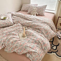 LIFETB Pink Floral Comforter Set Full Cute Girl Floral Bedding Comforter Set for Full Size Bed Chic Garden Style Flower Comforter with 2 Pillowcases Vintage Botanical Bedding Comforter Set All Season