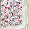 Magnolia Window Privacy Film,Static Stained Glass Cling17.5"x 78.7"