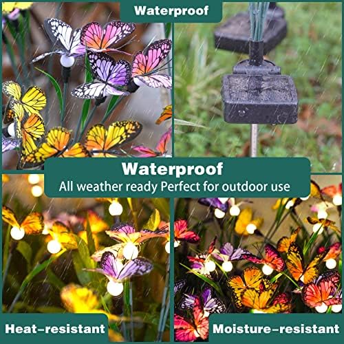 TONULAX Solar Garden Lights - 6 Pack Swaying Butterfly Light, Swaying in The Wind, Solar Outdoor Lights, Yard Patio Pathway Decoration, High Flexibility Iron Wire & Realistic Butterflies