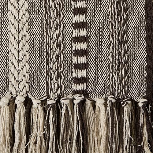 DII Braided Striped Decorative Throw Blanket, 50x60, Dark Brown