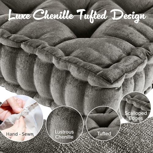 Intelligent Design Floor Pillow, Cushion for Meditation, 20x20 Charcoal
